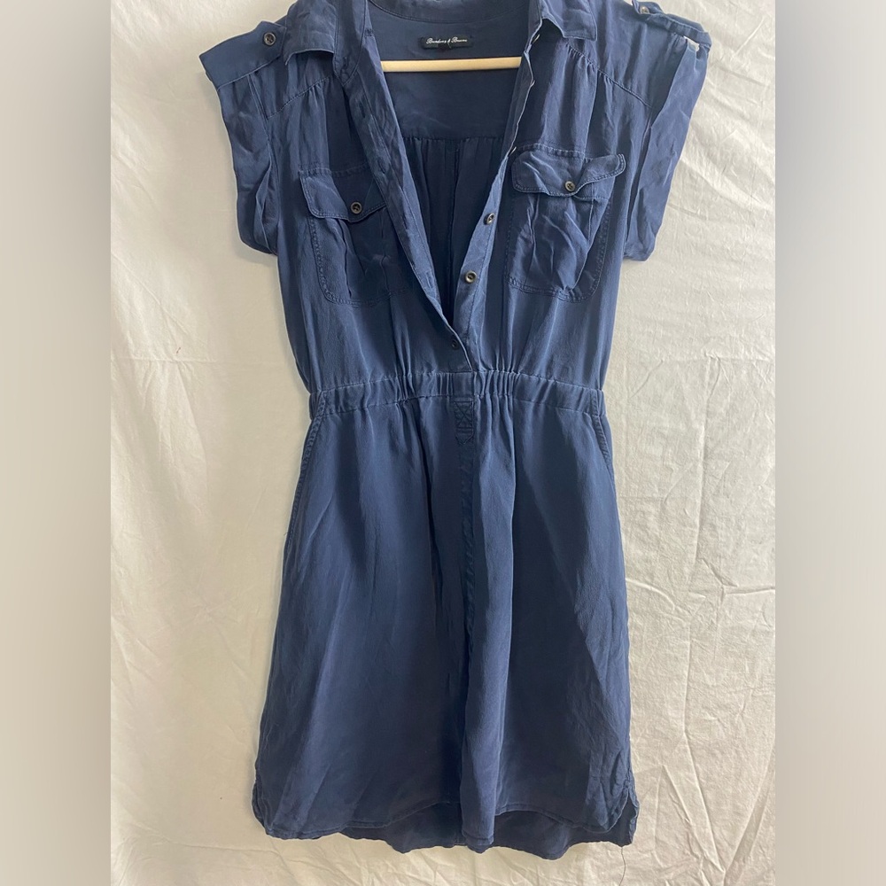 Madewell silk navy blue shirt dress